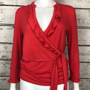 Ann Taylor Coral Wrap Top